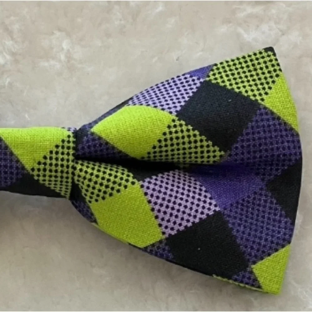 Pet Bowtie Green, Purple, & Black Plaid